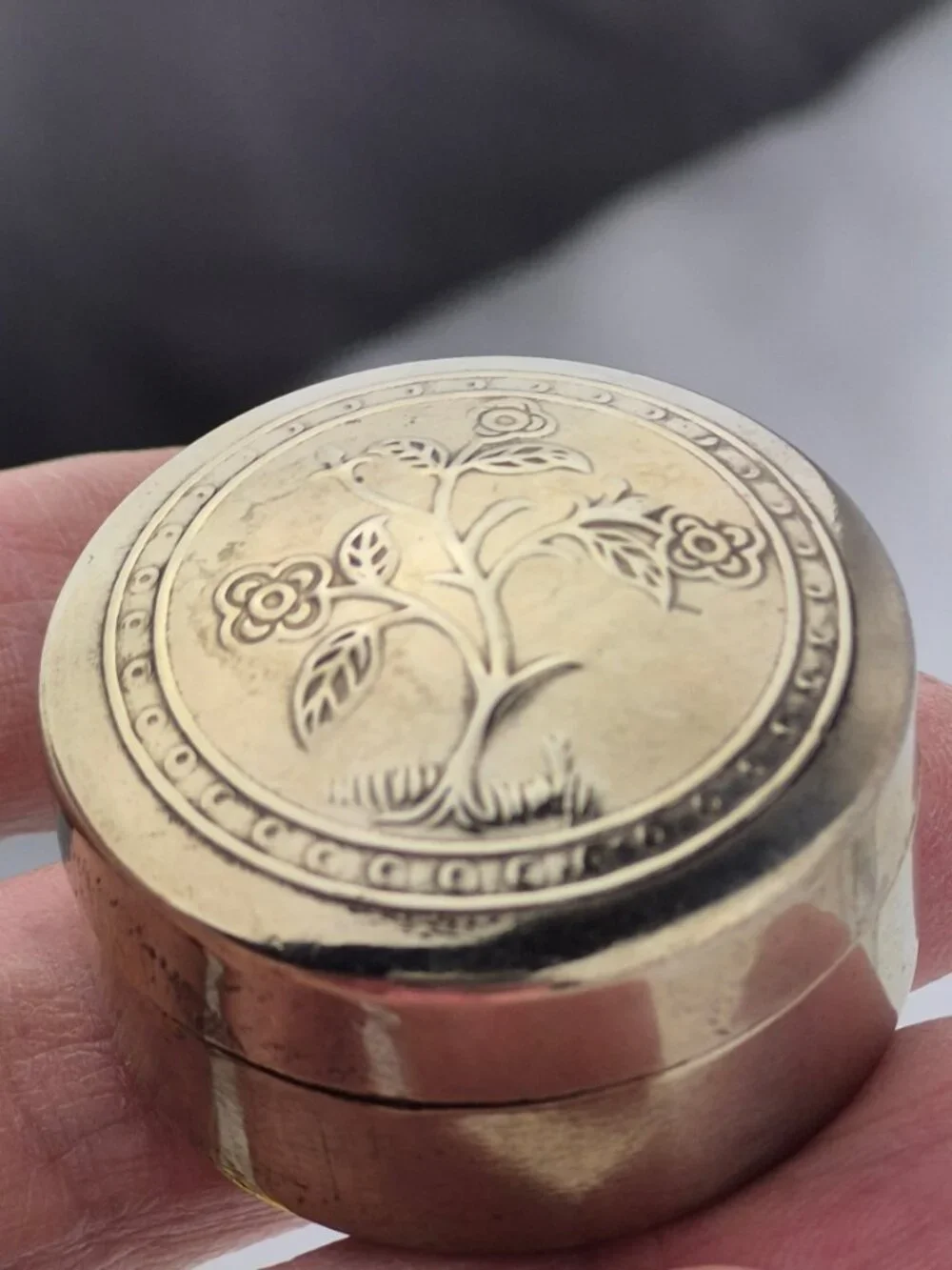 Vintage Brass Thailand Pill Box vintage silver
